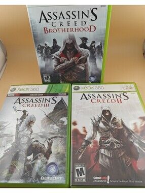 Assassin's Creed II III Brotherhood Xbox 360 3-Game Lot Manuals Tested Working